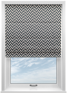 Chevron Stripe, Charcoal - Motorised Roman Blind